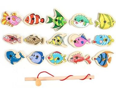 Juguetes de pesca magnéticos de madera Montessori