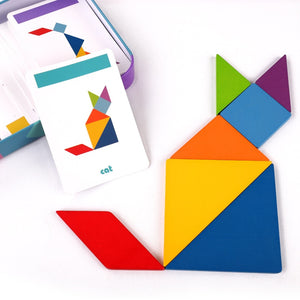 Rompecabezas Tangram de madera, juego de clasificación para Educación Temprana