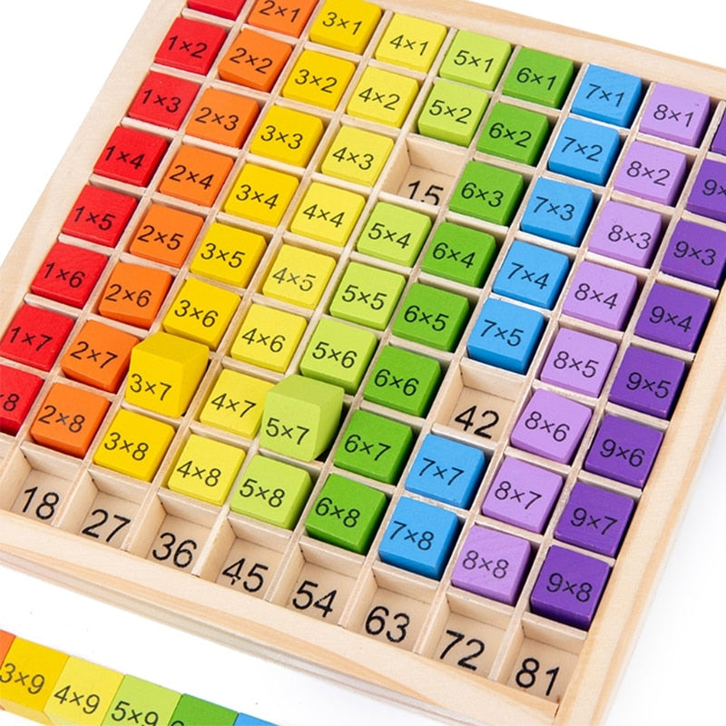 Juguete Educativo de madera Montessori para niños, tabla de multiplicación