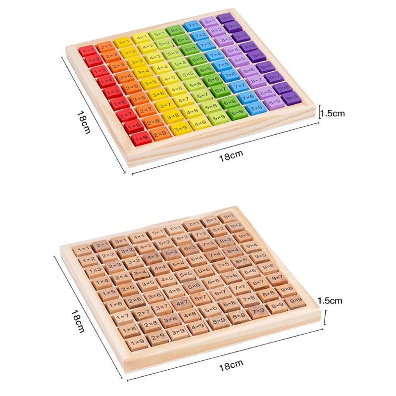 Juguete Educativo de madera Montessori para niños, tabla de multiplicación