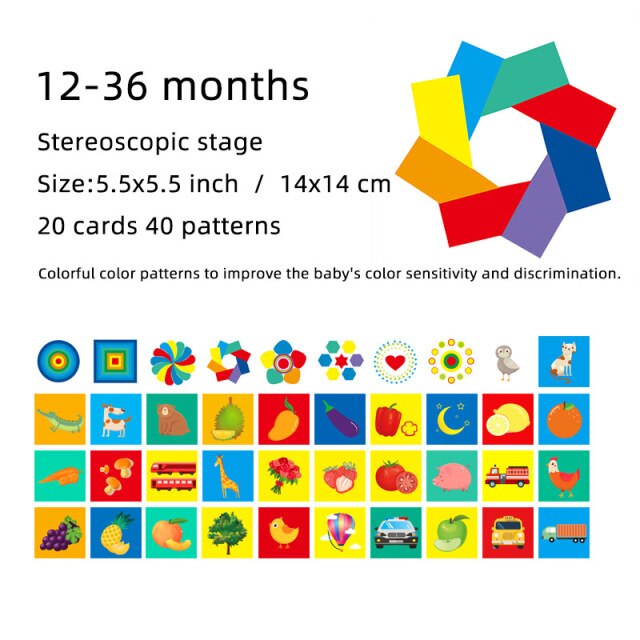 Set de tarjetas de estimulación visual bebés 12-36 meses