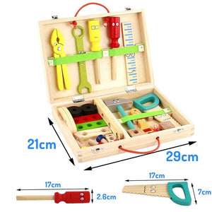 Caja de Herramientas de madera Montessori. Juego de simulación carpintería