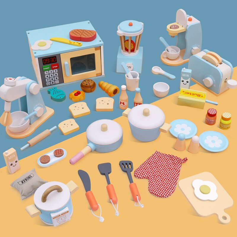 Cocina de madera para niños, juegos de simulación