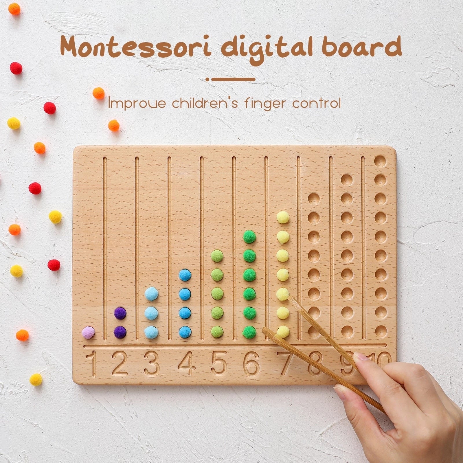 Tablero de trazado Montessori de madera de doble cara, alfabeto, números