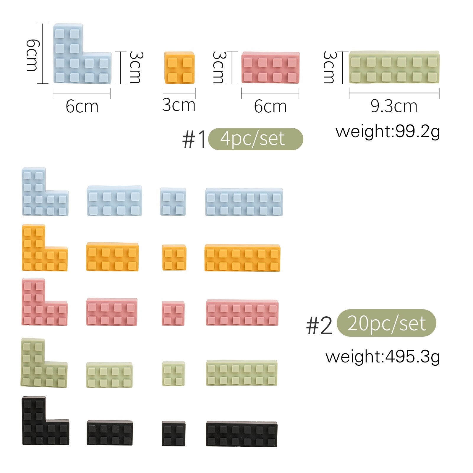 Bloques de construcción de silicona, 20uds