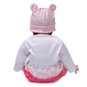 Bebé Reborn 55cm, Traje rosa con oso de juguete