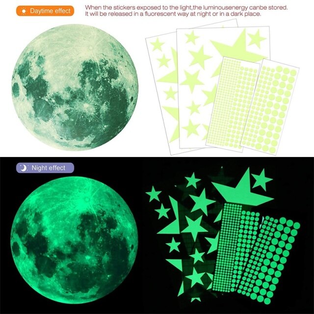 Pegatinas de pared de estrellas luminosas para habitación, 435 piezas