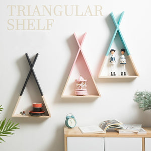 Estante Triangular de madera para pared