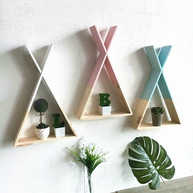 Estante Triangular de madera para pared