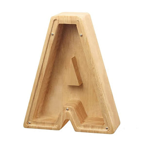 Hucha de madera letras alfabeto