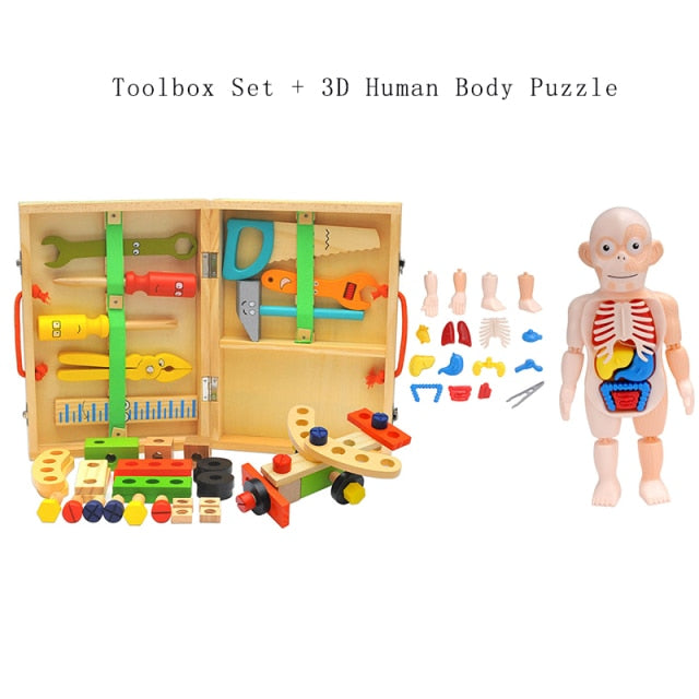 Juego de herramientas de madera para niños de 2, 3, 4, 5 años, 36 piezas de  juguete Montessori para niños de 1-3, 2-4, juguetes de simulación para