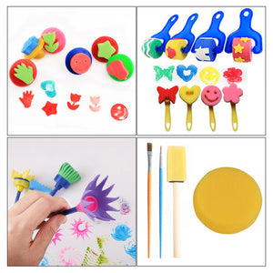 Pinceles de pintura con esponja para niños, 30 uds/set