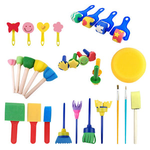 Pinceles de pintura con esponja para niños, 30 uds/set