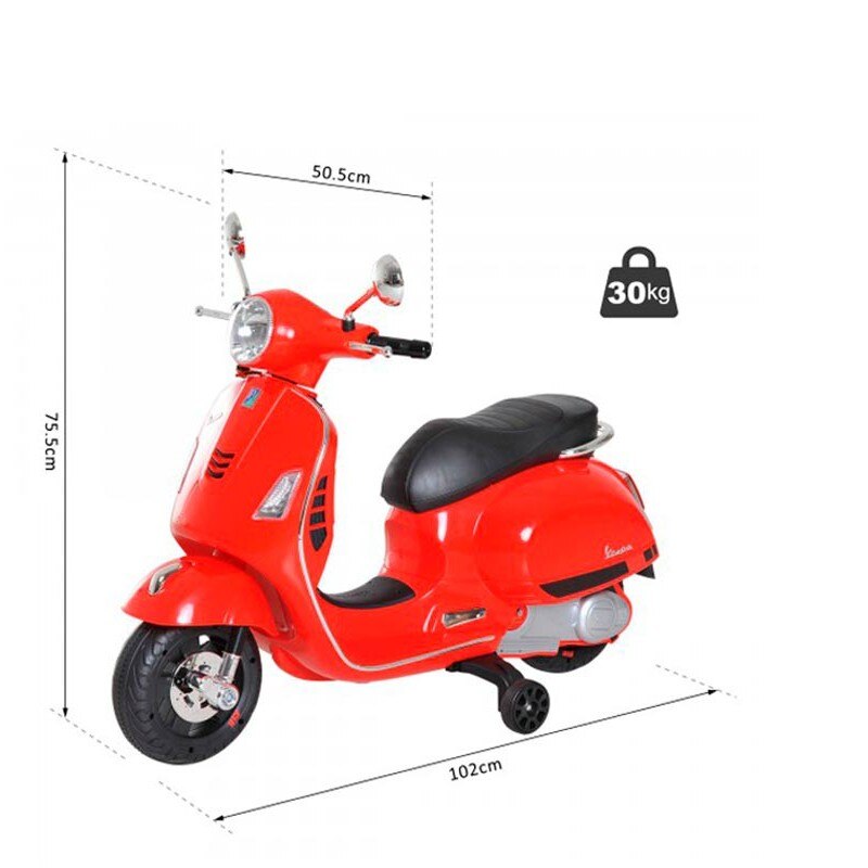 Moto Vespa Roja Eléctrica para Niños