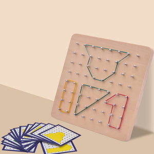 Wooden Pegboard Toy Number Puzzle Peg Board Montessori Geometric Creativity Geoboard Mathematical Shape Recognition Board