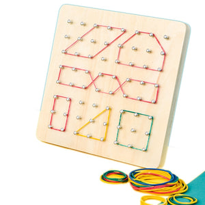 Wooden Pegboard Toy Number Puzzle Peg Board Montessori Geometric Creativity Geoboard Mathematical Shape Recognition Board